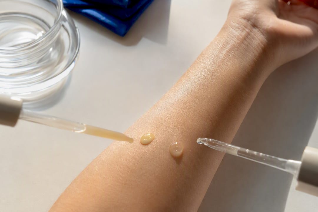 Bakuchiol and retinol swatches compared