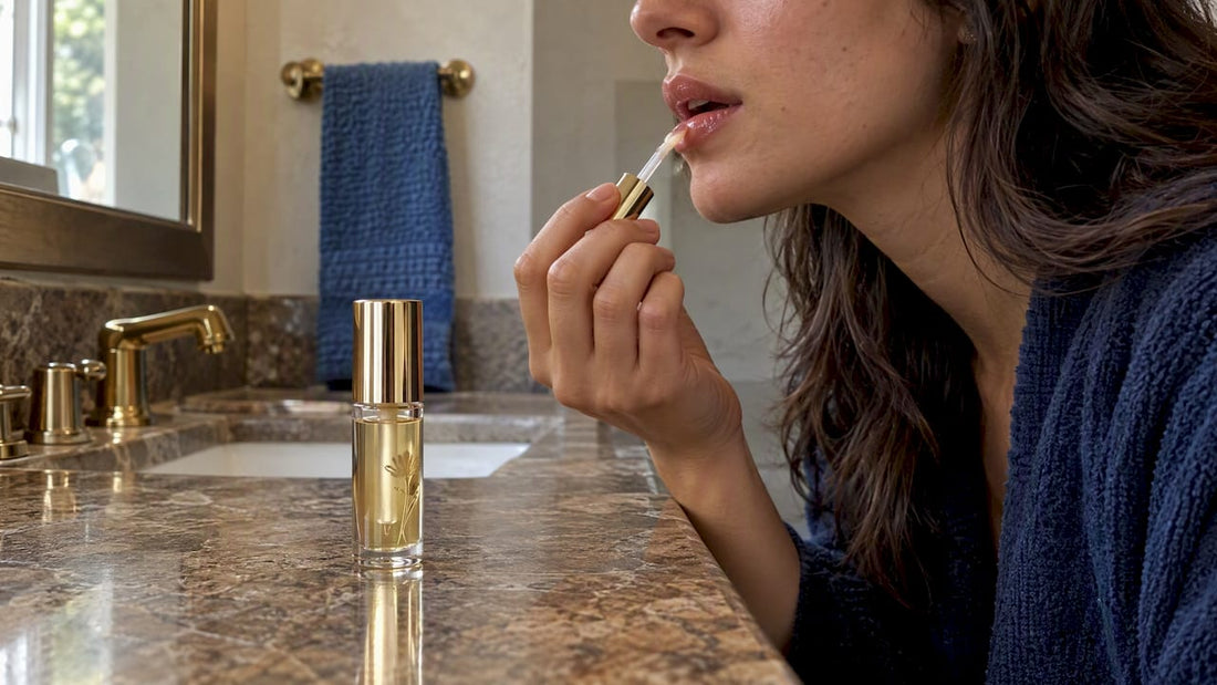 Splendora lip oil beside lip application