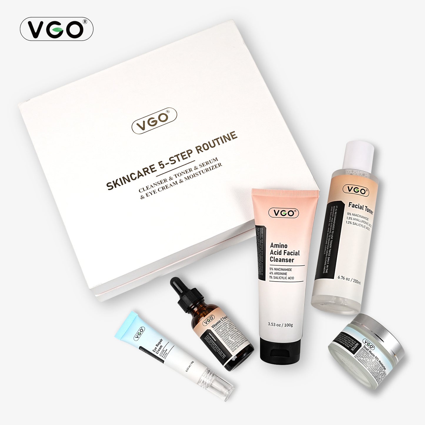 SKINCARE 5-STEP ROUTINE CLEANSER - TONER - SERUM -EYE CREAM - MOISTURIZER